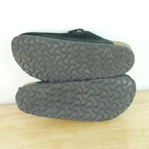 Birkenstock Boston Shearling 38 7 7.5 Black Suede Clogs Slip On Mules Cozy Shoes - Picture 10 of 10